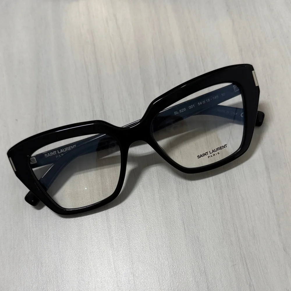 Saint Laurent Glossy Black Bold Cat-Eye Glasses